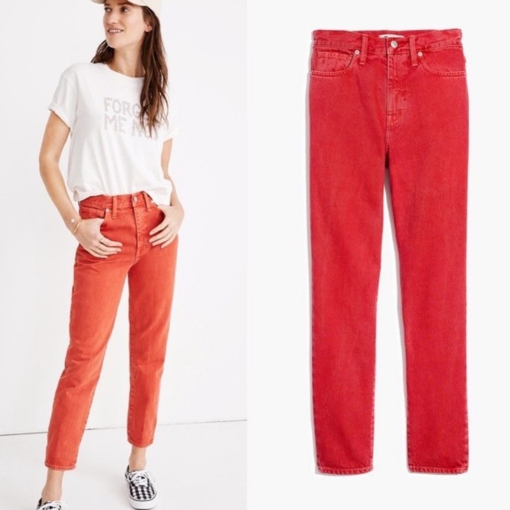 Red Madewell mom jeans